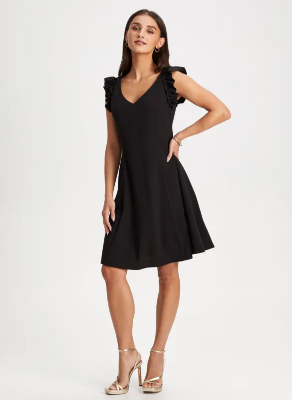 V-Neck Ruffle Detail Dress sold by Laura