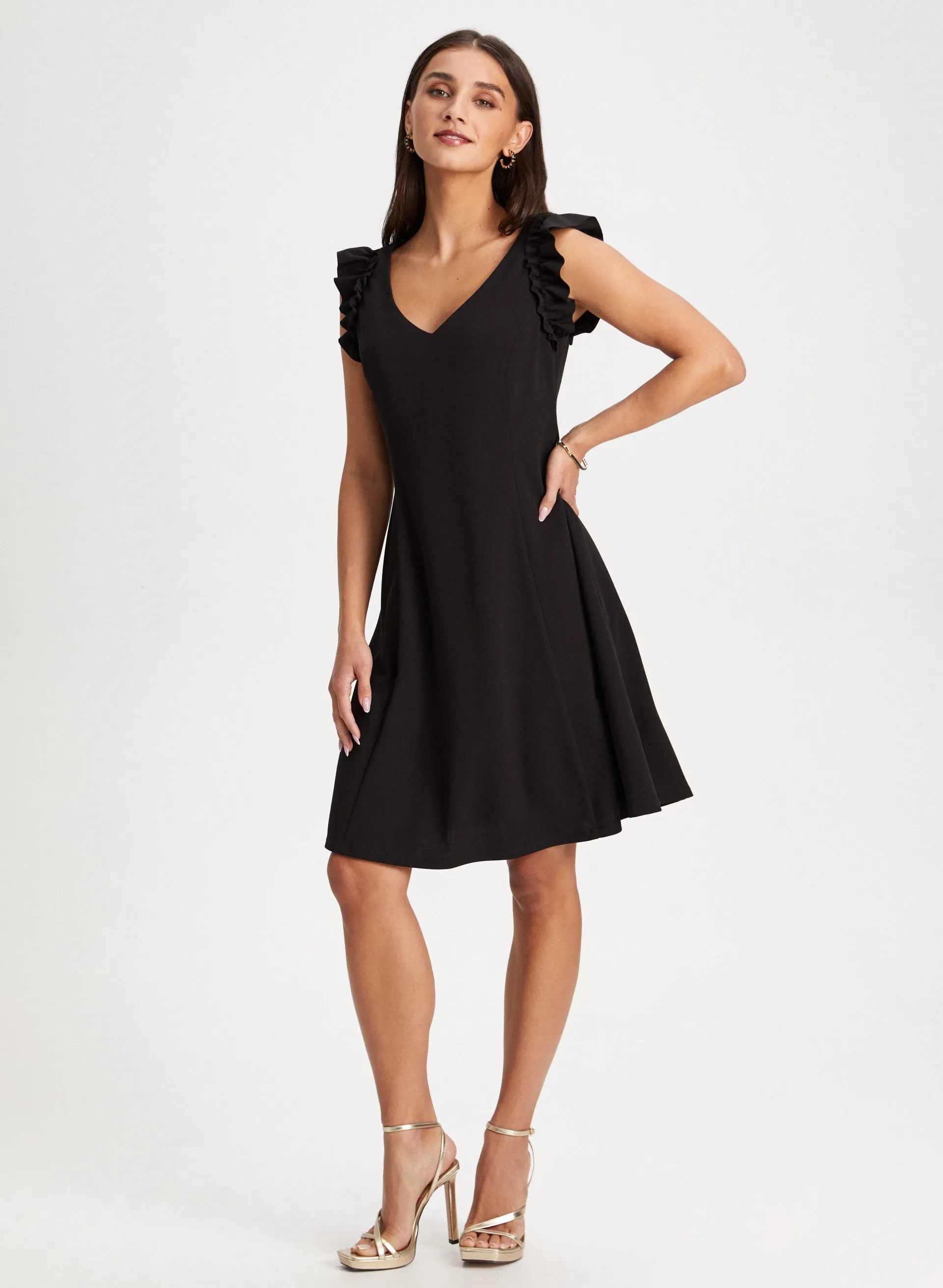 V-Neck Ruffle Detail Dress sold by Laura