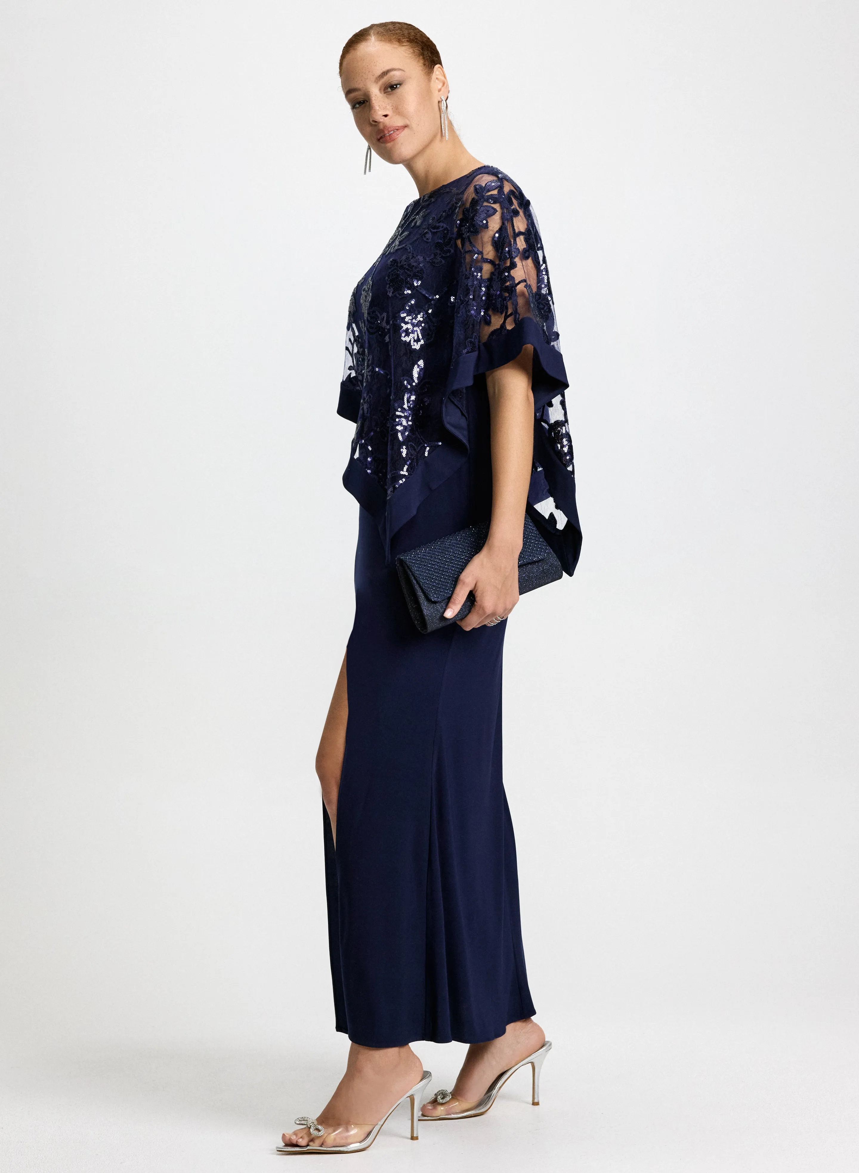 Sequined Poncho Slit Dress sold by Laura product image thumbnail 2