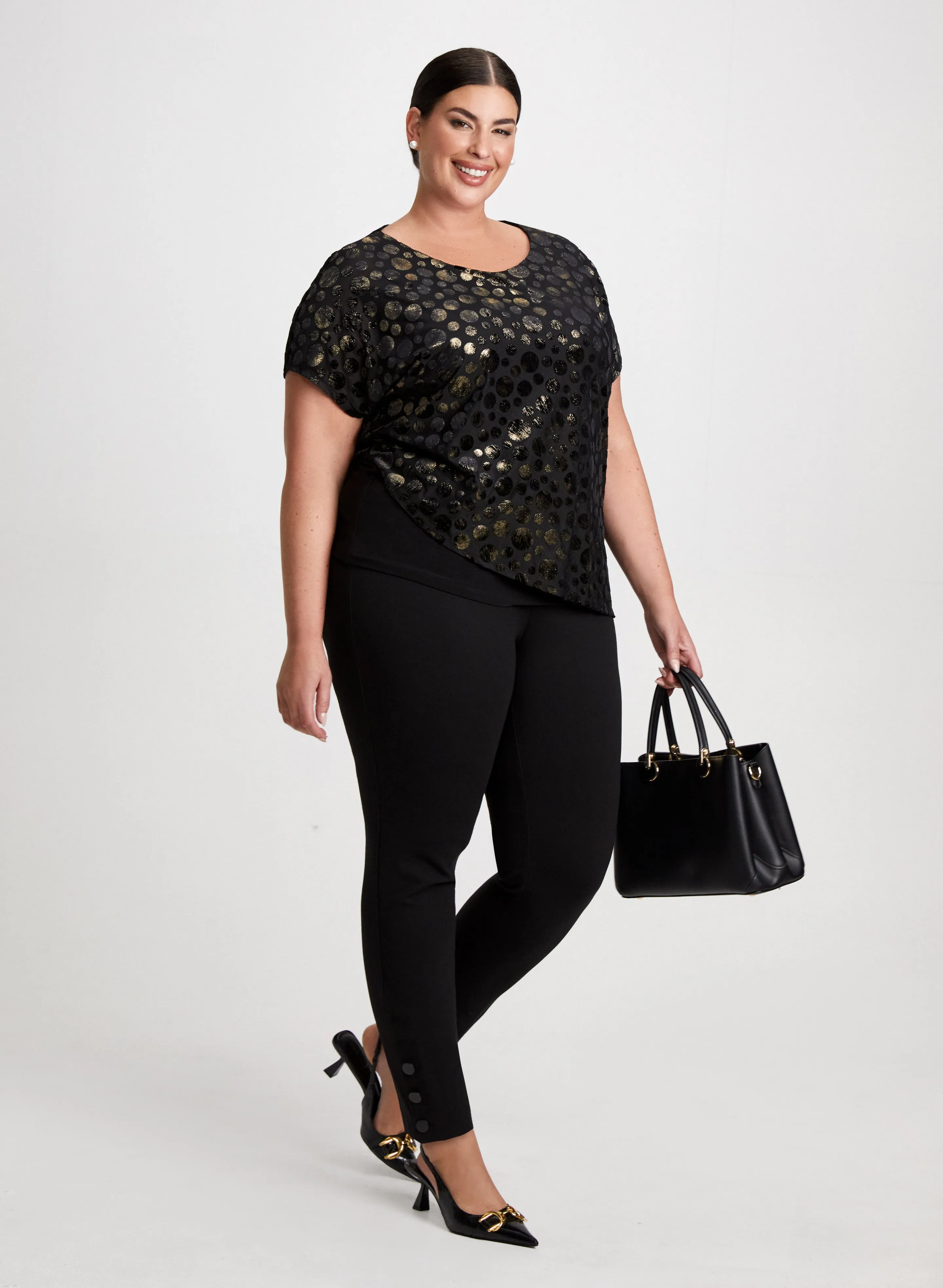 Metallic Print Top & Straight Leg Pants sold by Laura