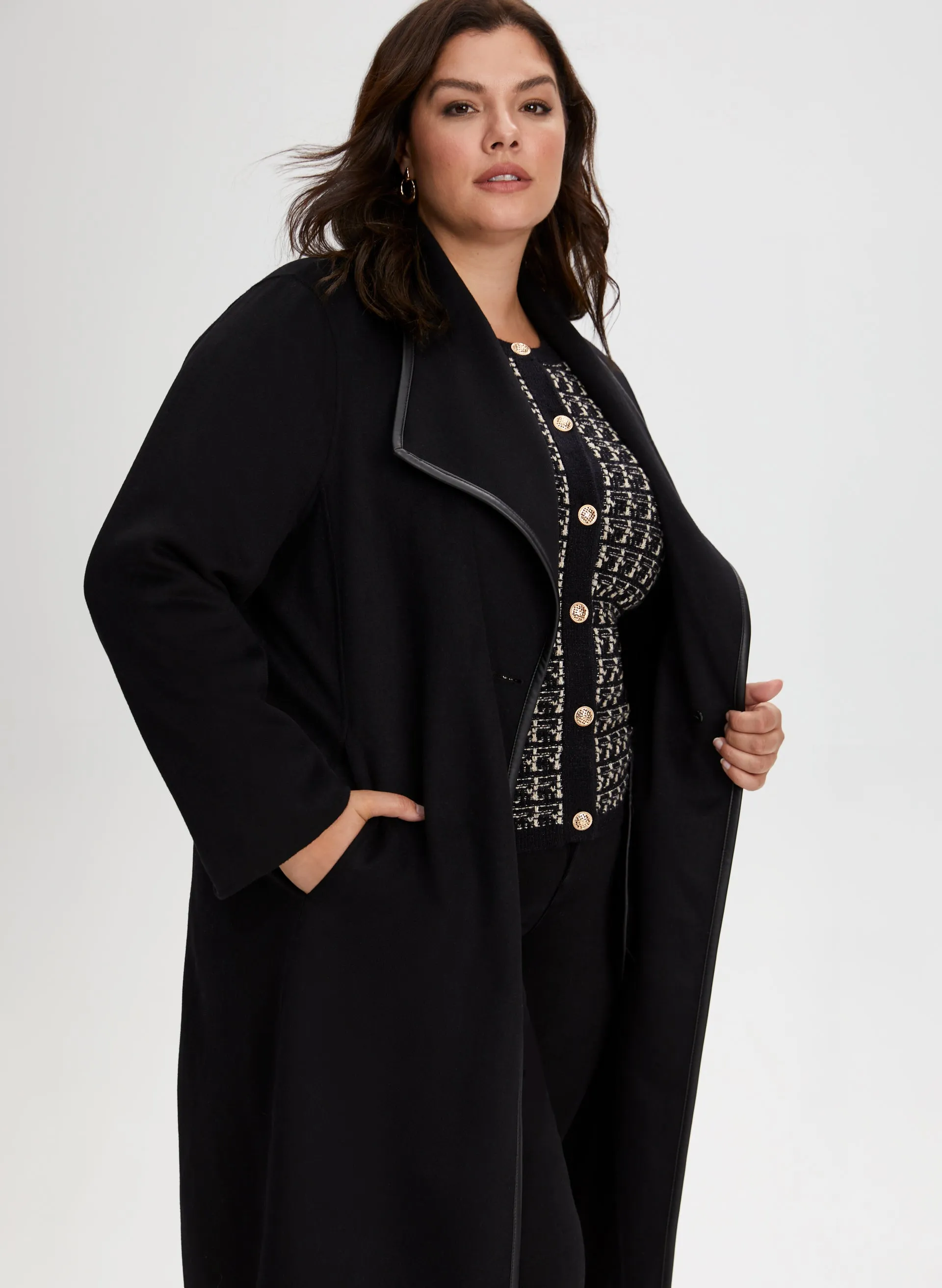 Wrap Style Wool Blend Coat sold by Laura