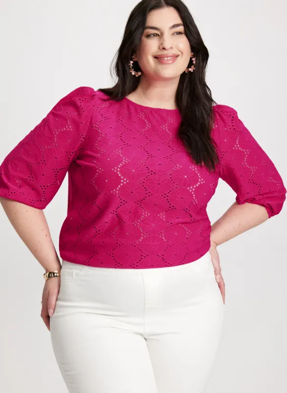 Boat Neck Eyelet Top sold by Laura