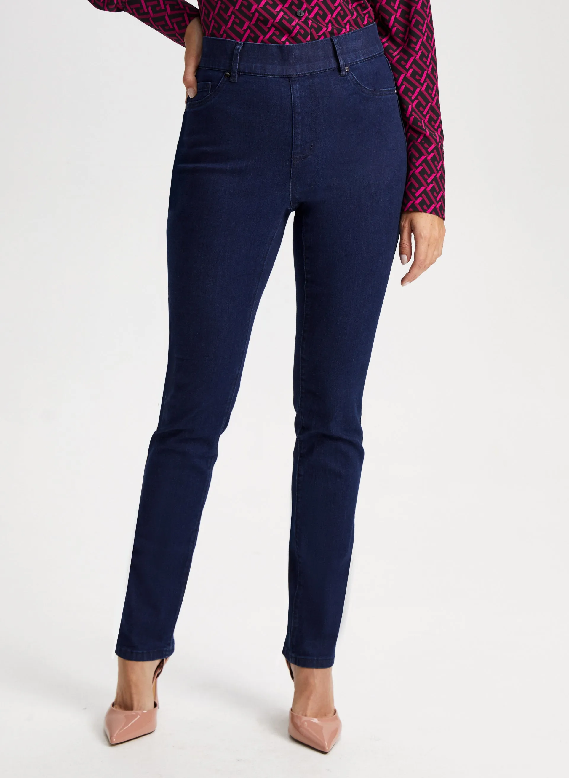 Straight Leg Pull-On Jeans sold by Laura