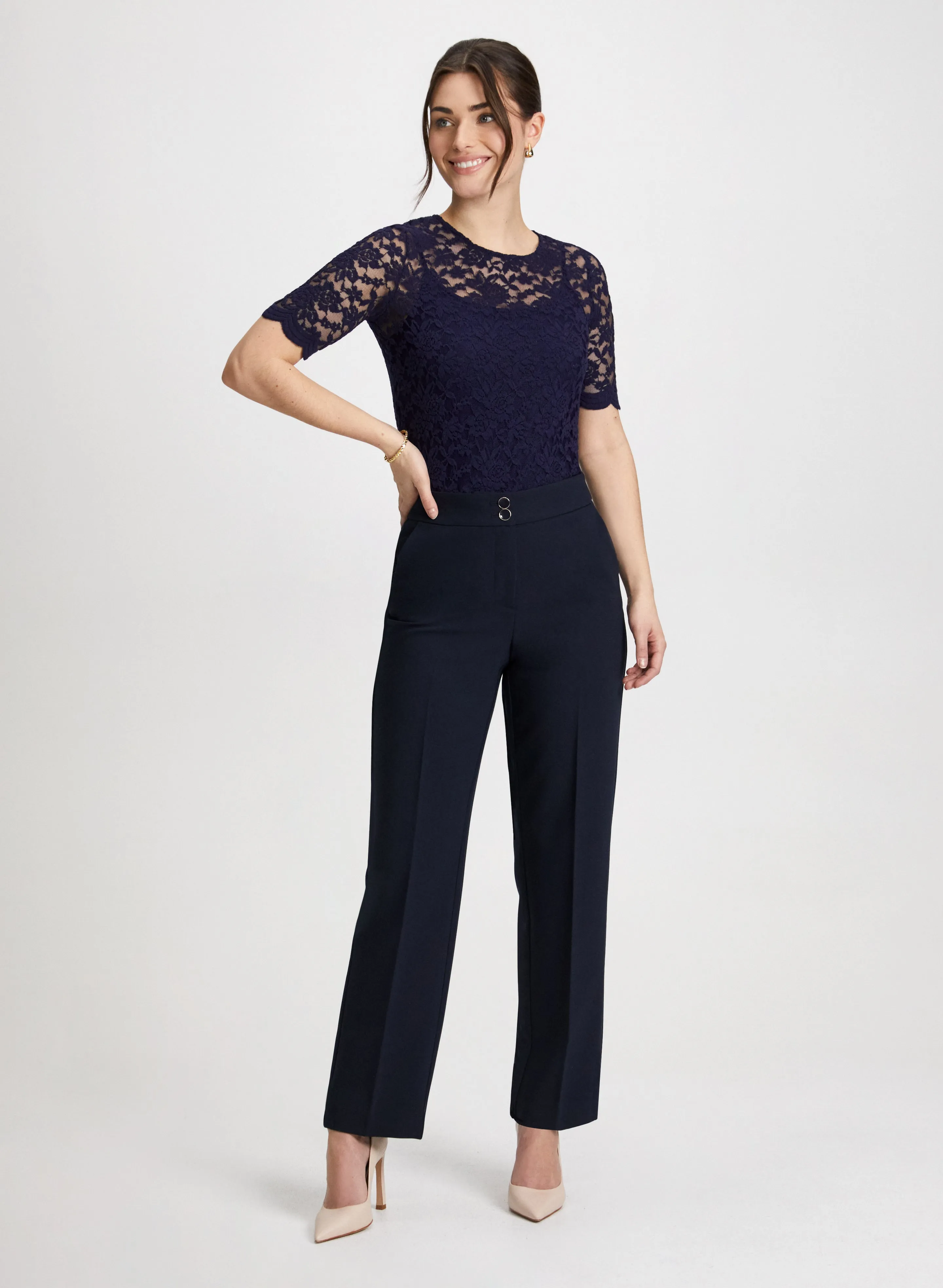 Scalloped Lace Top & Wide Leg Pants sold by Laura