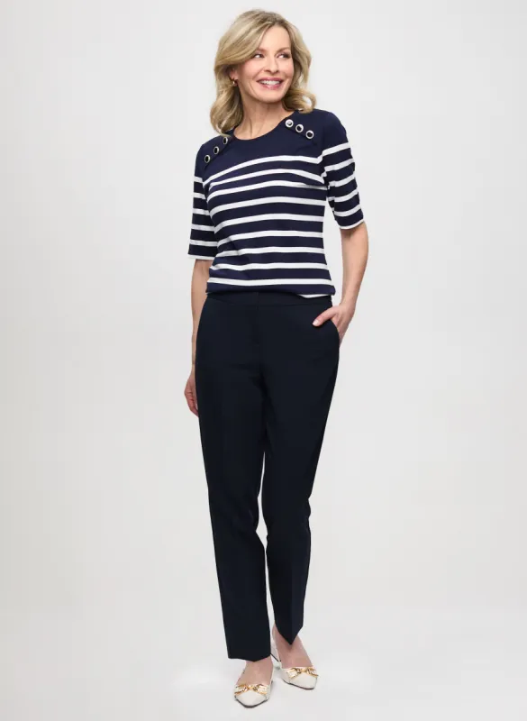 Striped Crew-Neck Top & Slim-Leg Ankle Pants sold by Laura