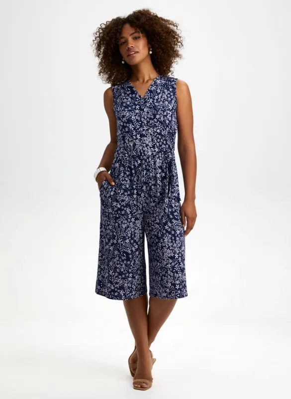 Floral Print Cropped Jumpsuit sold by Laura