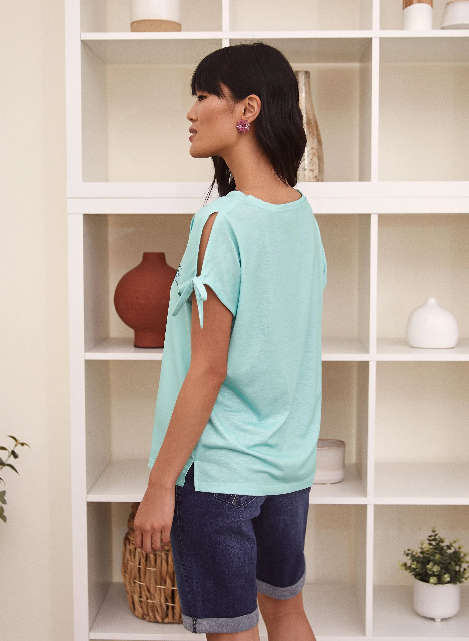 Tropical Print Tie Sleeve Tee sold by Laura product image thumbnail 4