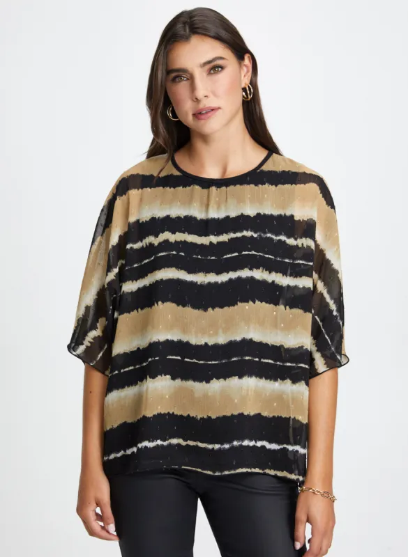 Tie-Dye Stripe Popover Blouse sold by Laura