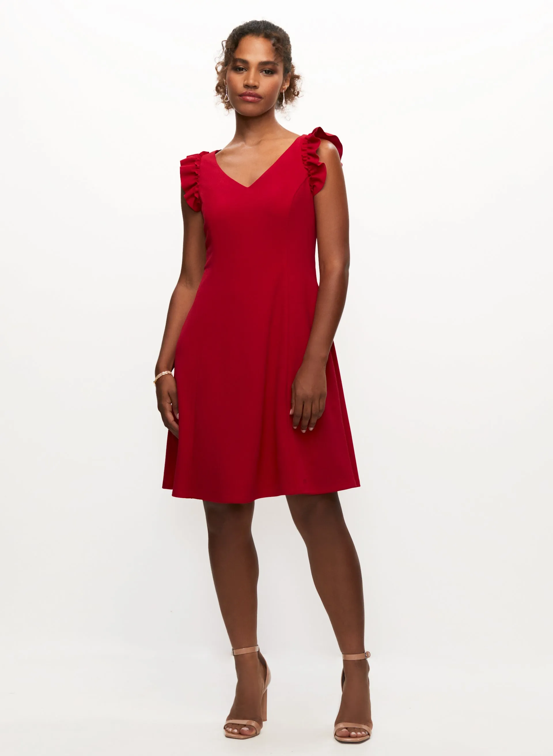 V-Neck Ruffle Detail Dress sold by Laura