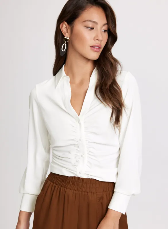 Ruched Button-Down Blouse sold by Laura