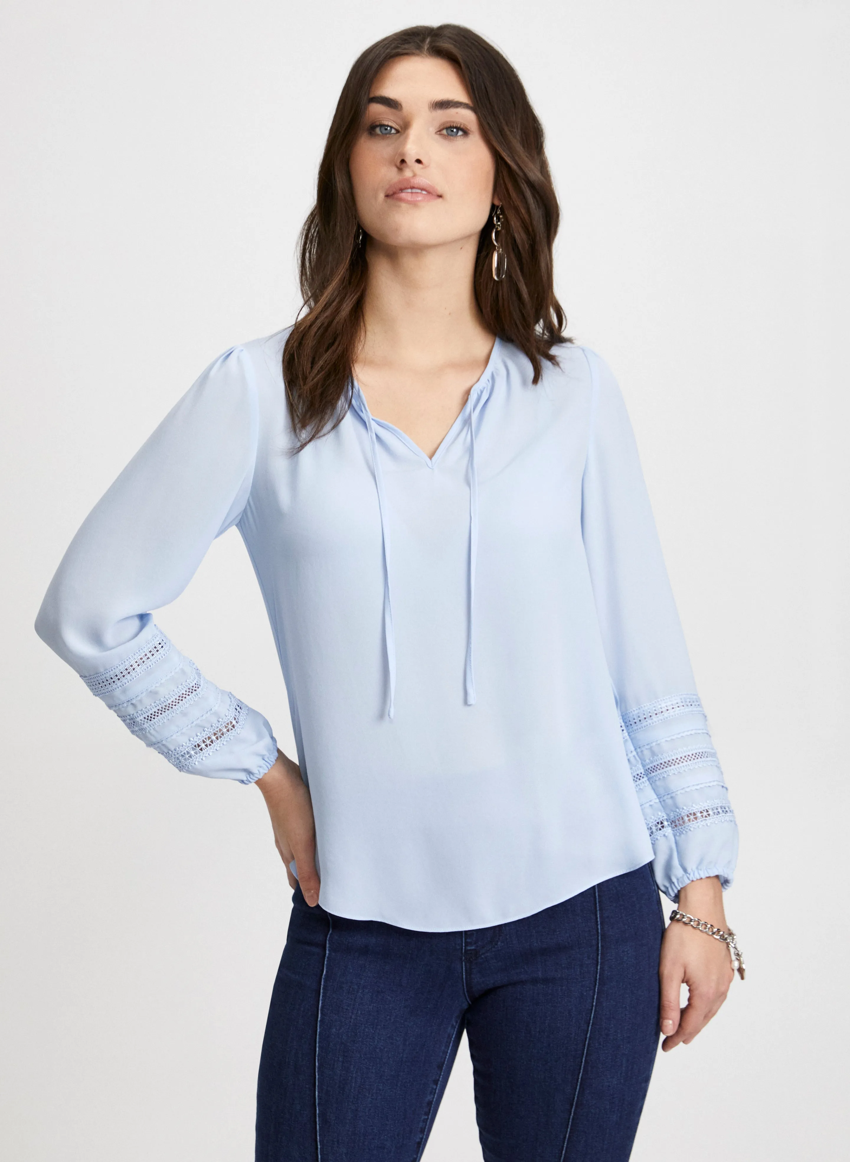 Drawstring V-Neck Top sold by Laura