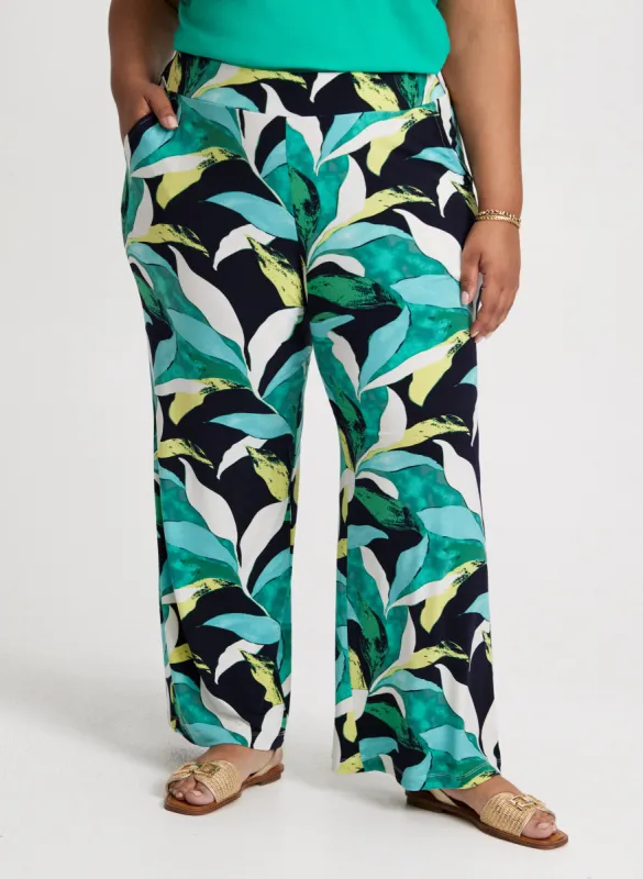 Leaf Print Wide-Leg Pants sold by Laura