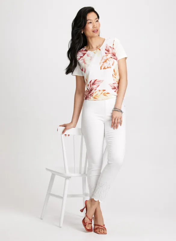 Printed Crew Neck Tee & Embroidered Hem pants sold by Laura