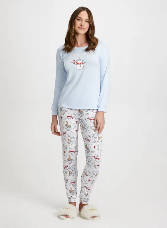 Slogan & Cat Print Pyjama Set sold by Laura