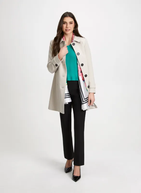 Button Front Tricotine Coat & Straight Leg Pants sold by Laura