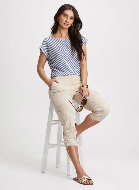 Striped Top & Drawstring Cargo Pants sold by Laura
