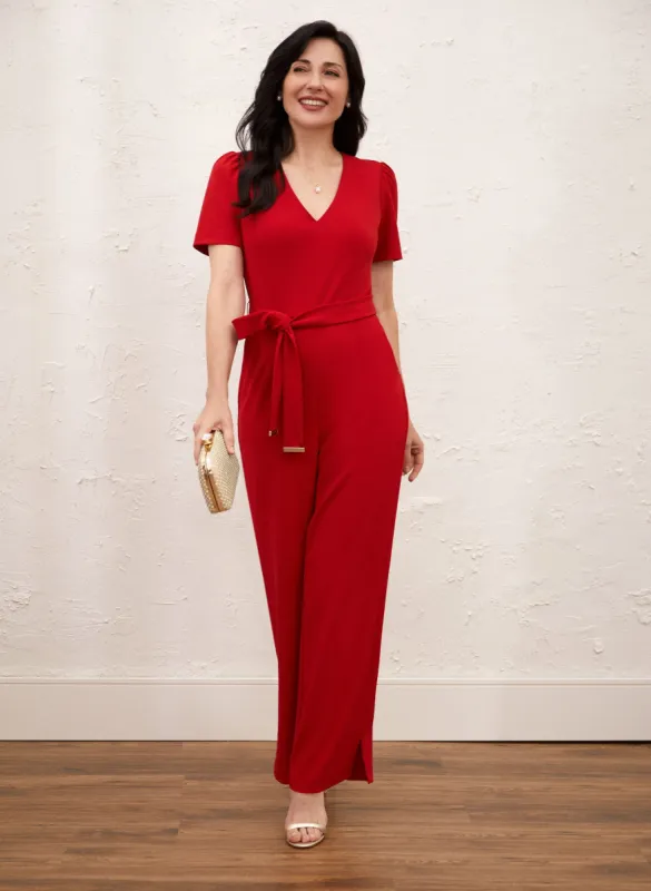 Wide Leg V-Neck Jumpsuit sold by Laura
