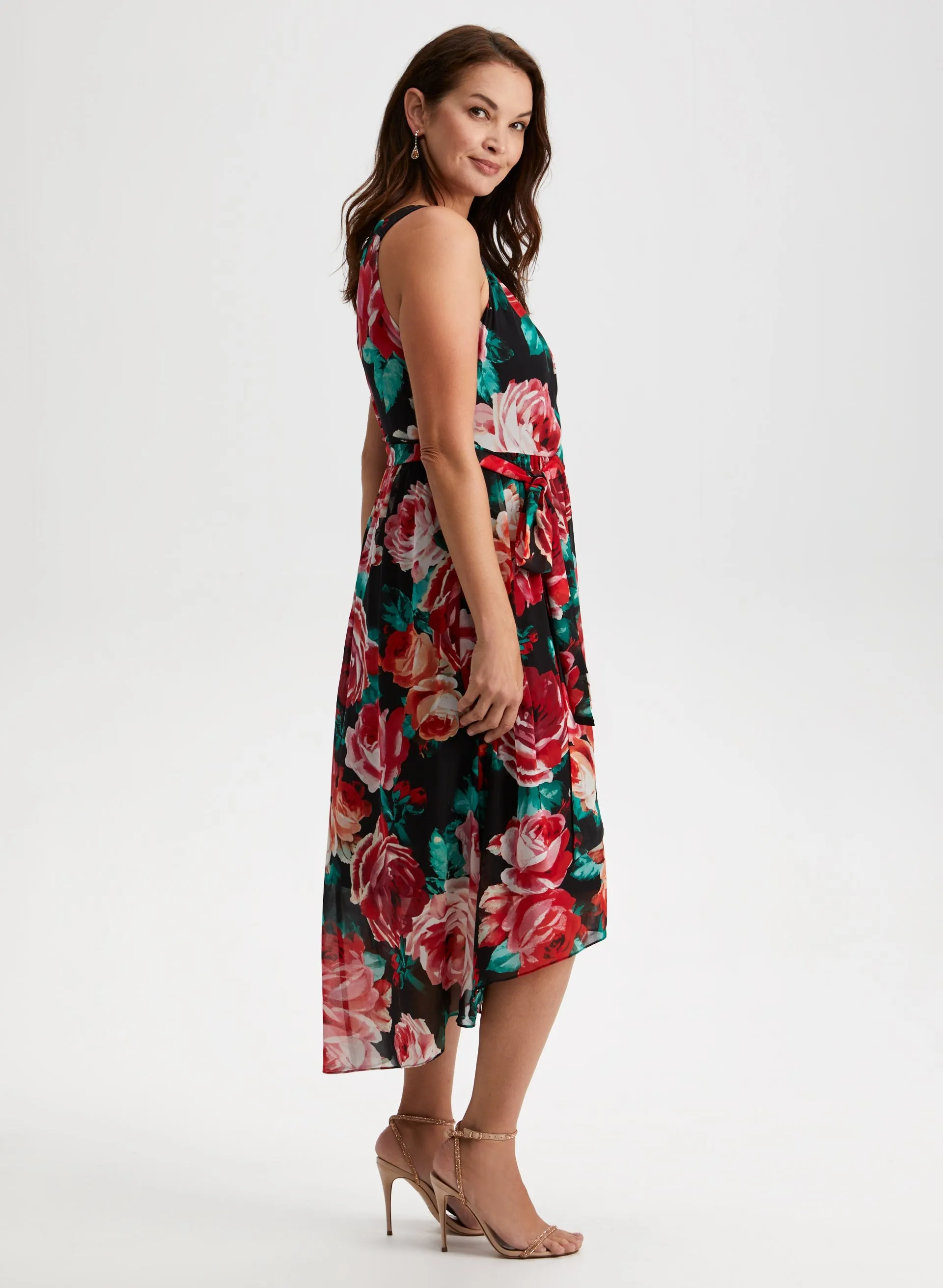 Rose Print High-Low Midi Dress sold by Laura product image thumbnail 2