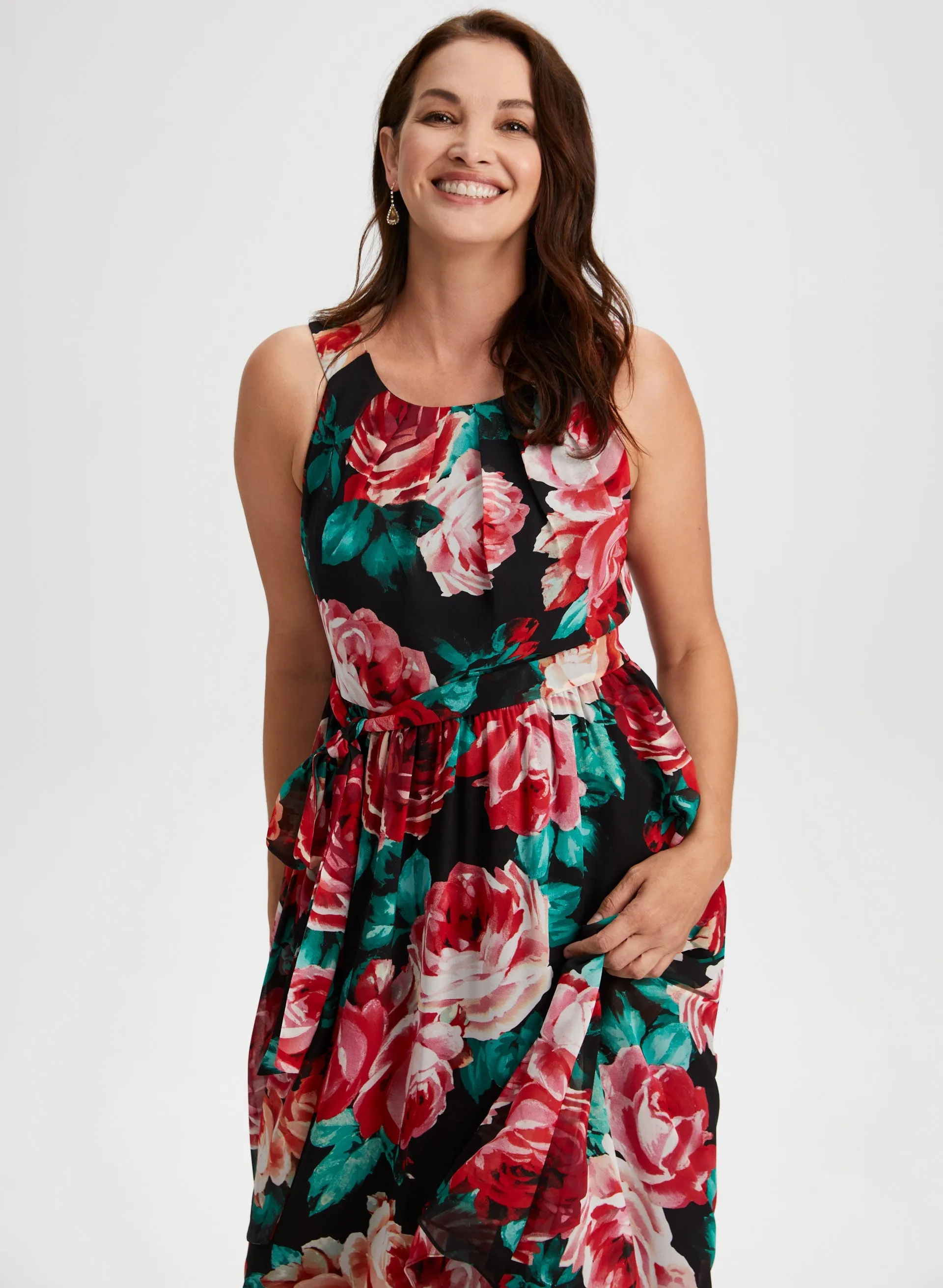 Rose Print High-Low Midi Dress sold by Laura product image thumbnail 5