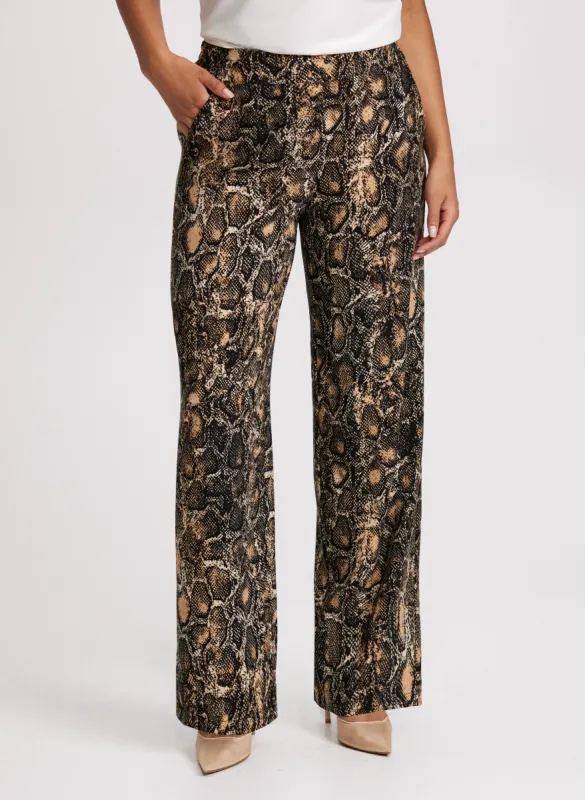 Olivia Snake Print Wide-Leg Pants sold by Laura