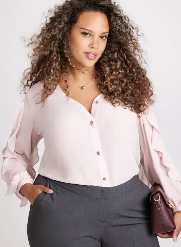 Ruffle Long Sleeve Detail Blouse sold by Laura