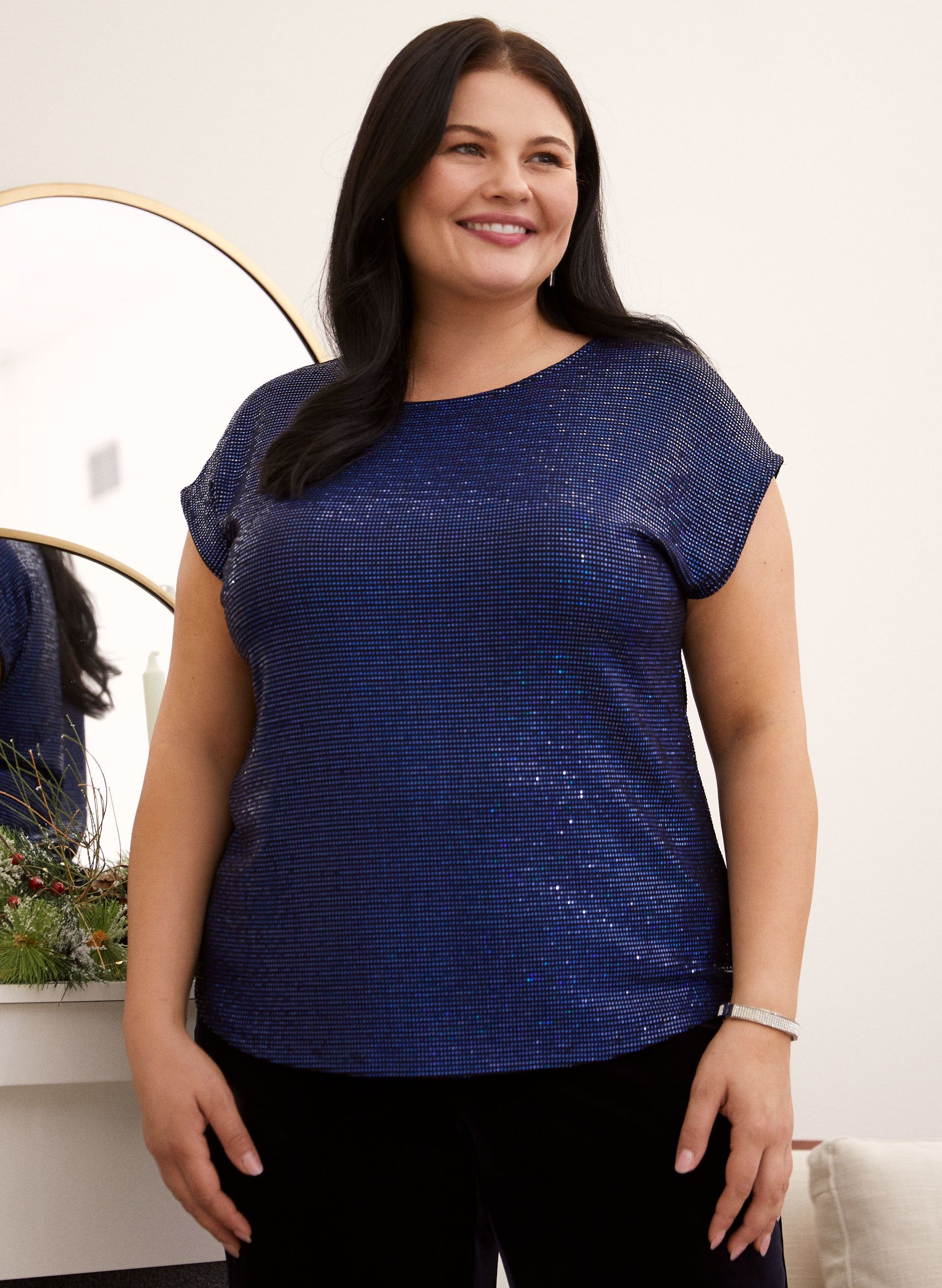 Drop Shoulder Sequin Top sold by Laura
