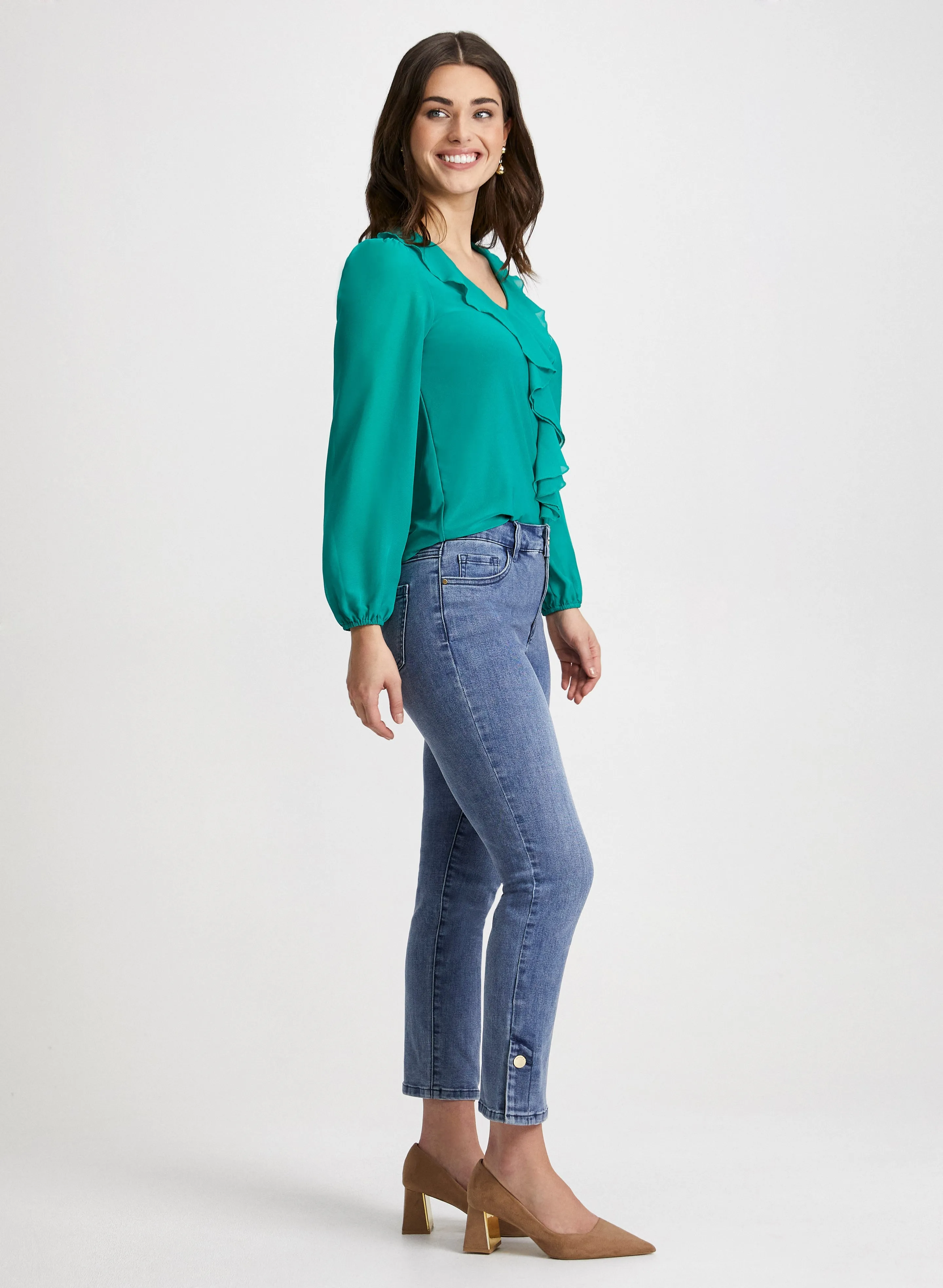 Button Hem Straight Leg Jeans sold by Laura product image thumbnail 5