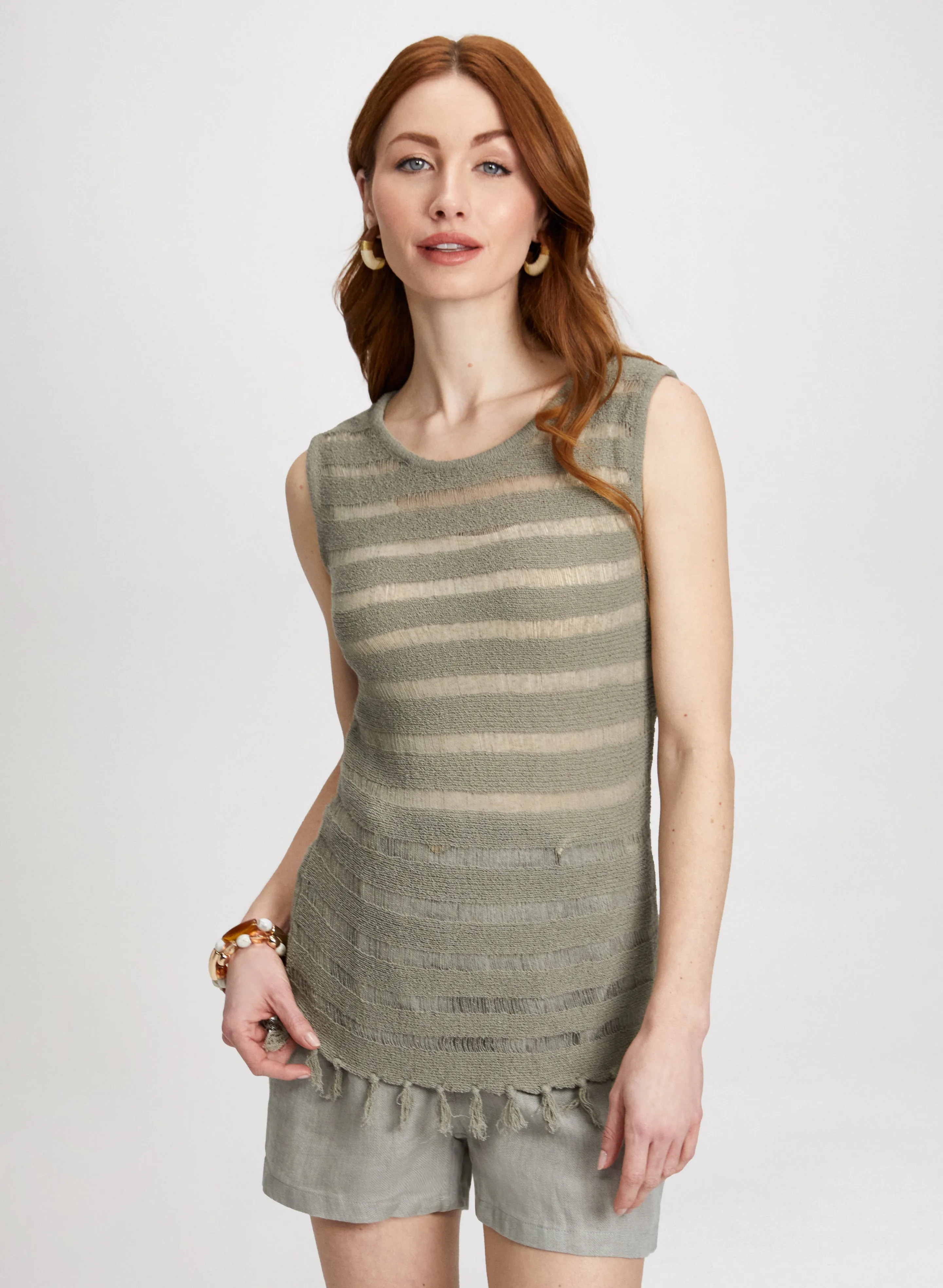 Striped Knit Cami With Tassels sold by Laura product image thumbnail 2