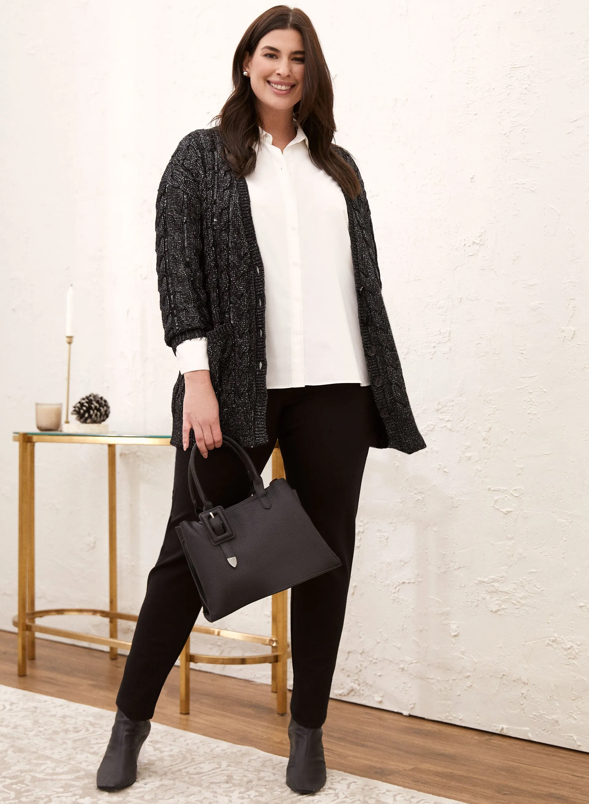 Metallic Cable Knit Cardigan sold by Laura product image thumbnail 5