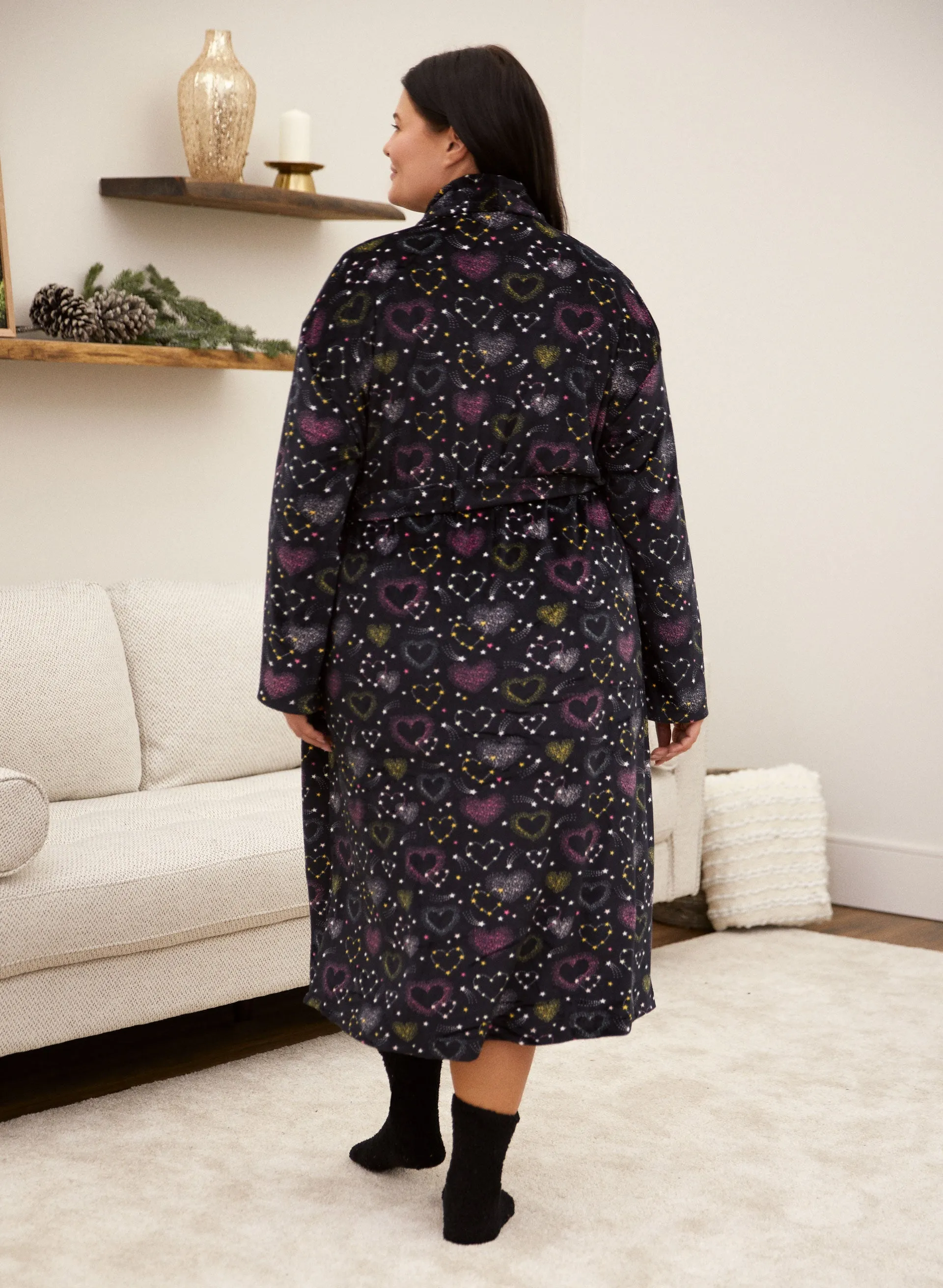 Heart Print Velour Robe sold by Laura product image thumbnail 2