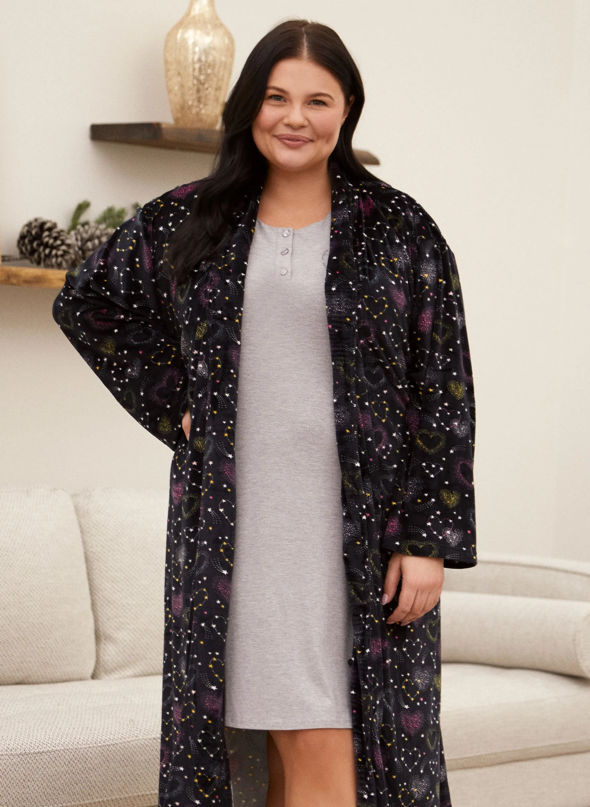 Heart Print Velour Robe sold by Laura product image thumbnail 3
