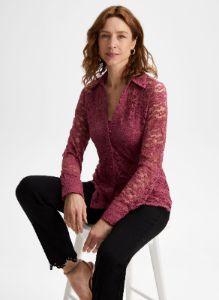 Lace Button-Down Blouse sold by Laura
