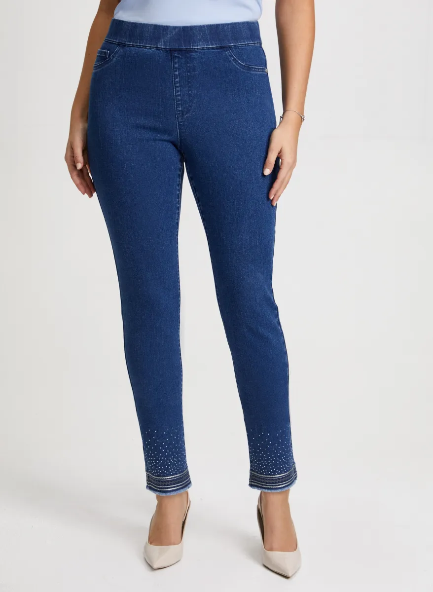 Sequin Hem Slim Leg Jeans sold by Laura