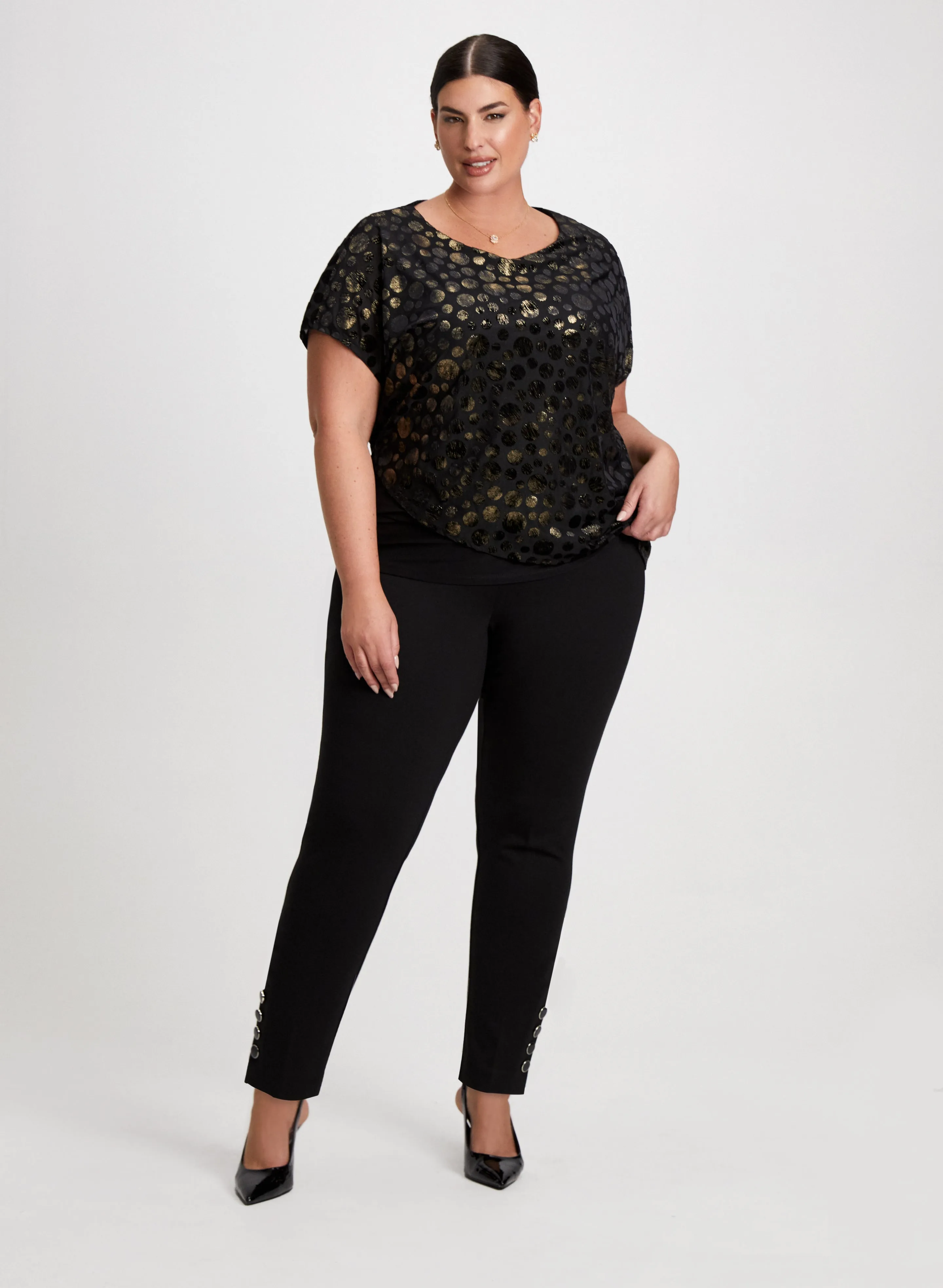 Metallic Motif Top & Straight Leg Pants sold by Laura