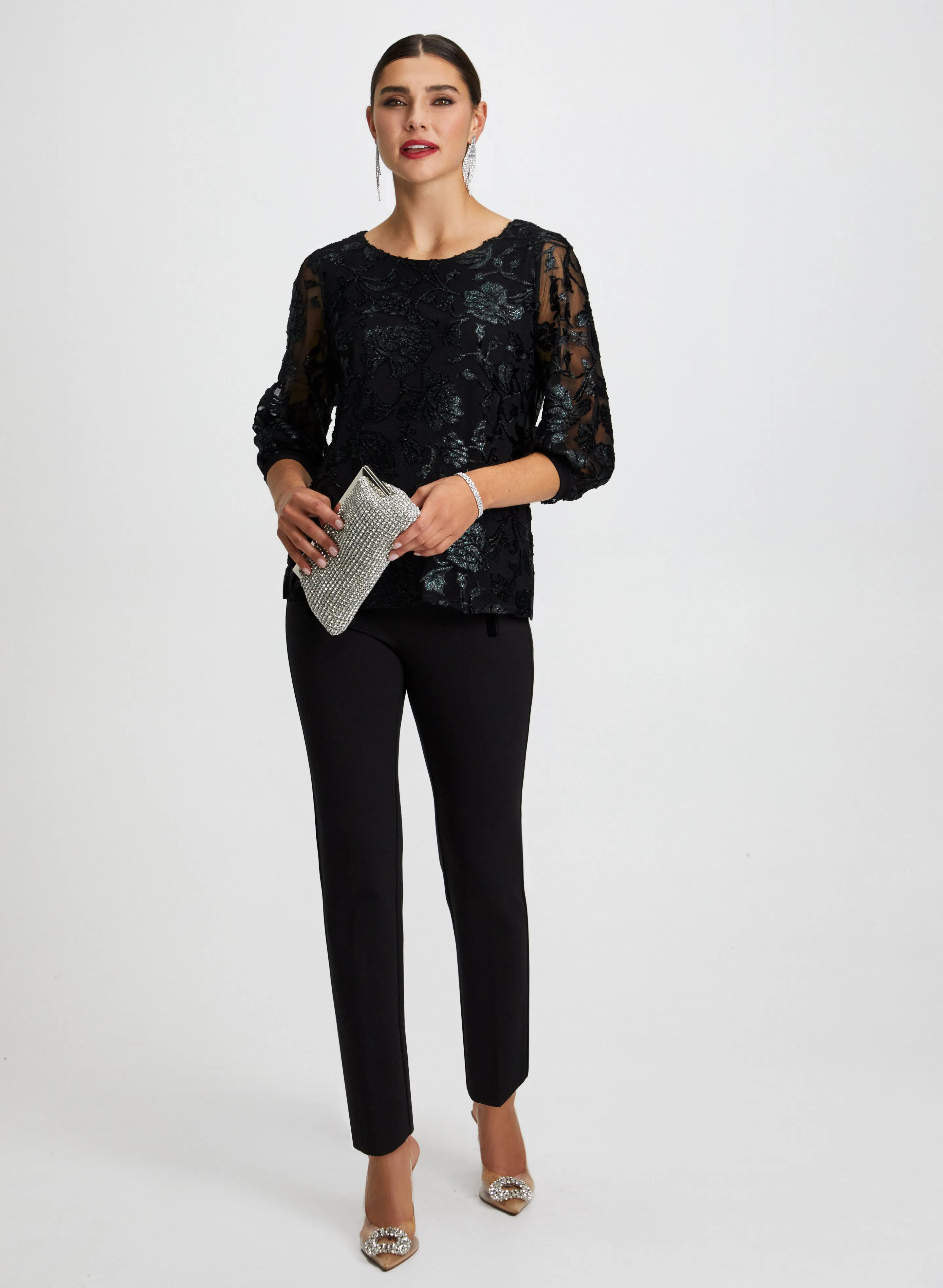 Floral Mesh Top & Bow Detail Pants sold by Laura