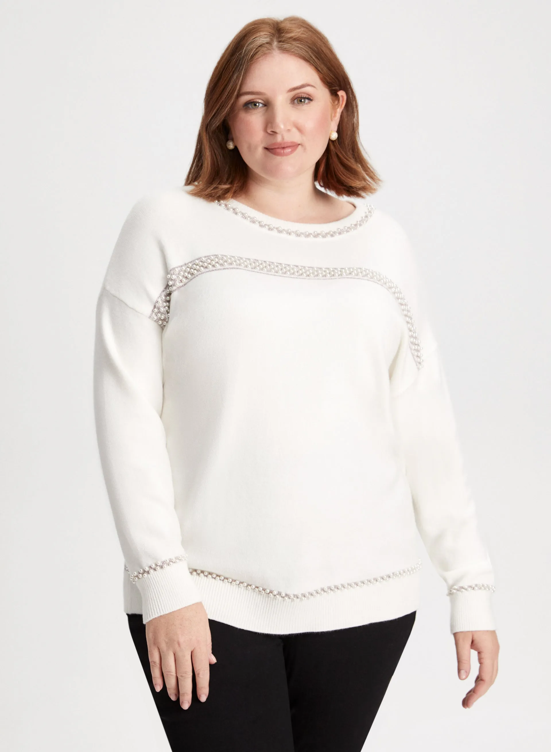 Pearl Detail Knit Sweater sold by Laura