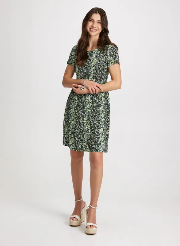 Short-Sleeve Floral Jersey Dress sold by Laura