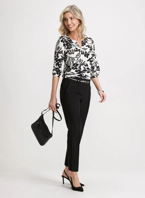 Floral Bouffant Sleeve Top & City Fit Slim Leg Pants sold by Laura