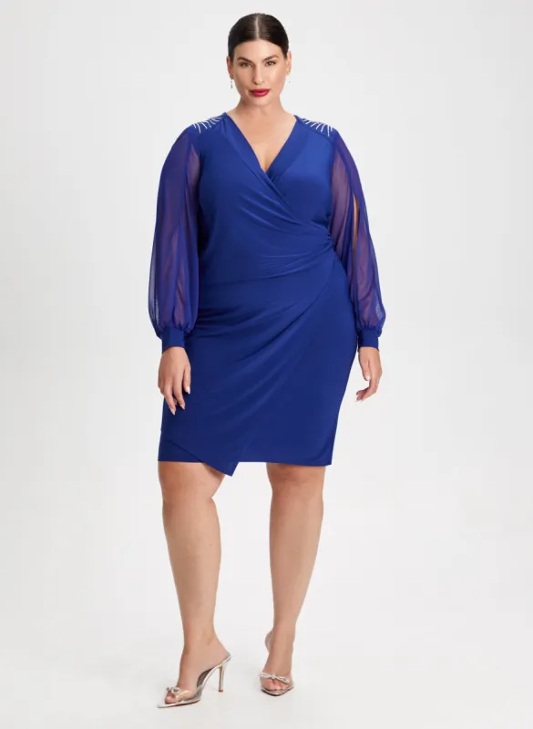 Wrap Style Slit Sleeve Dress sold by Laura