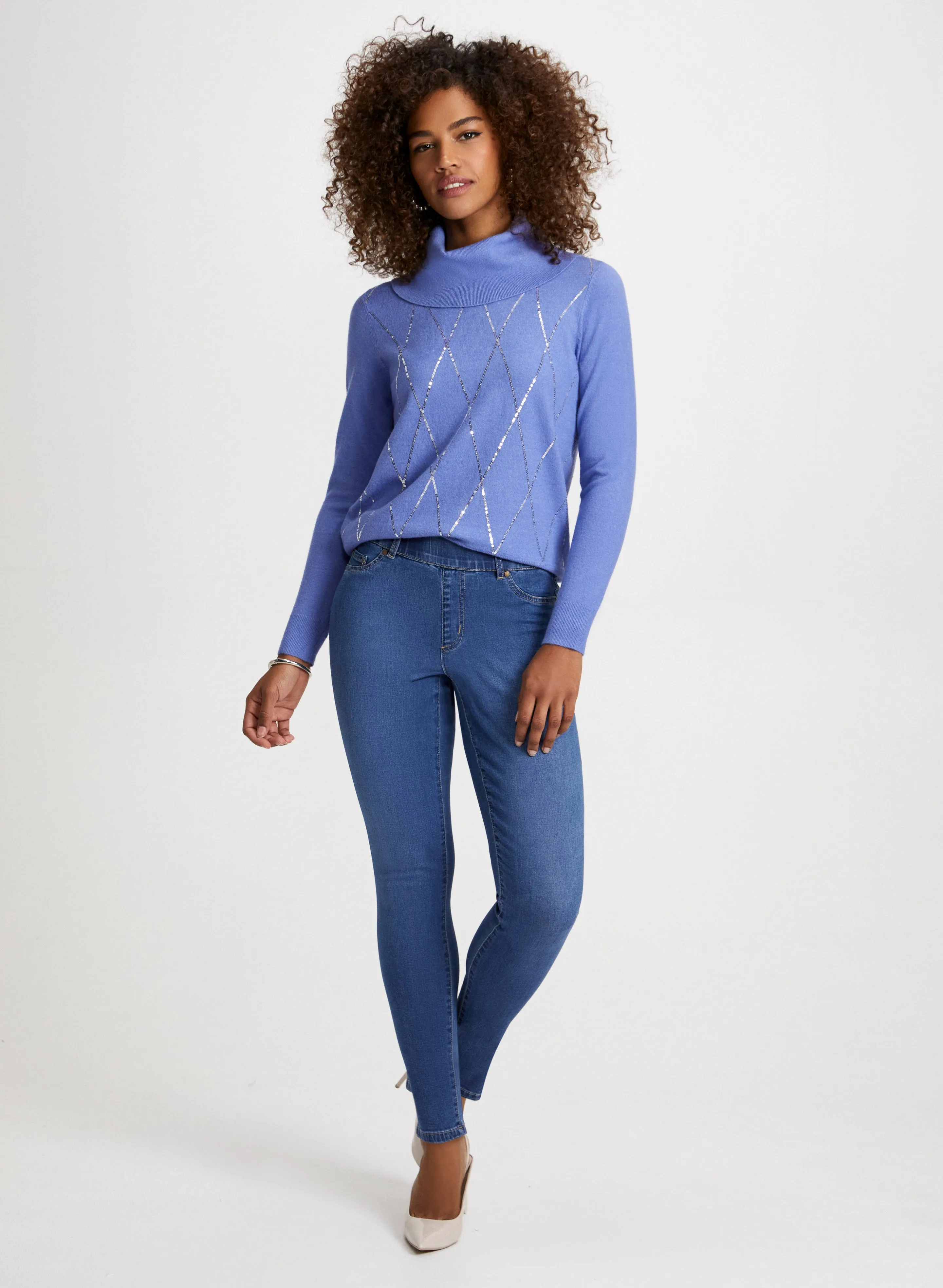 Argyle Motif Sequin Detail Sweater sold by Laura product image thumbnail 3