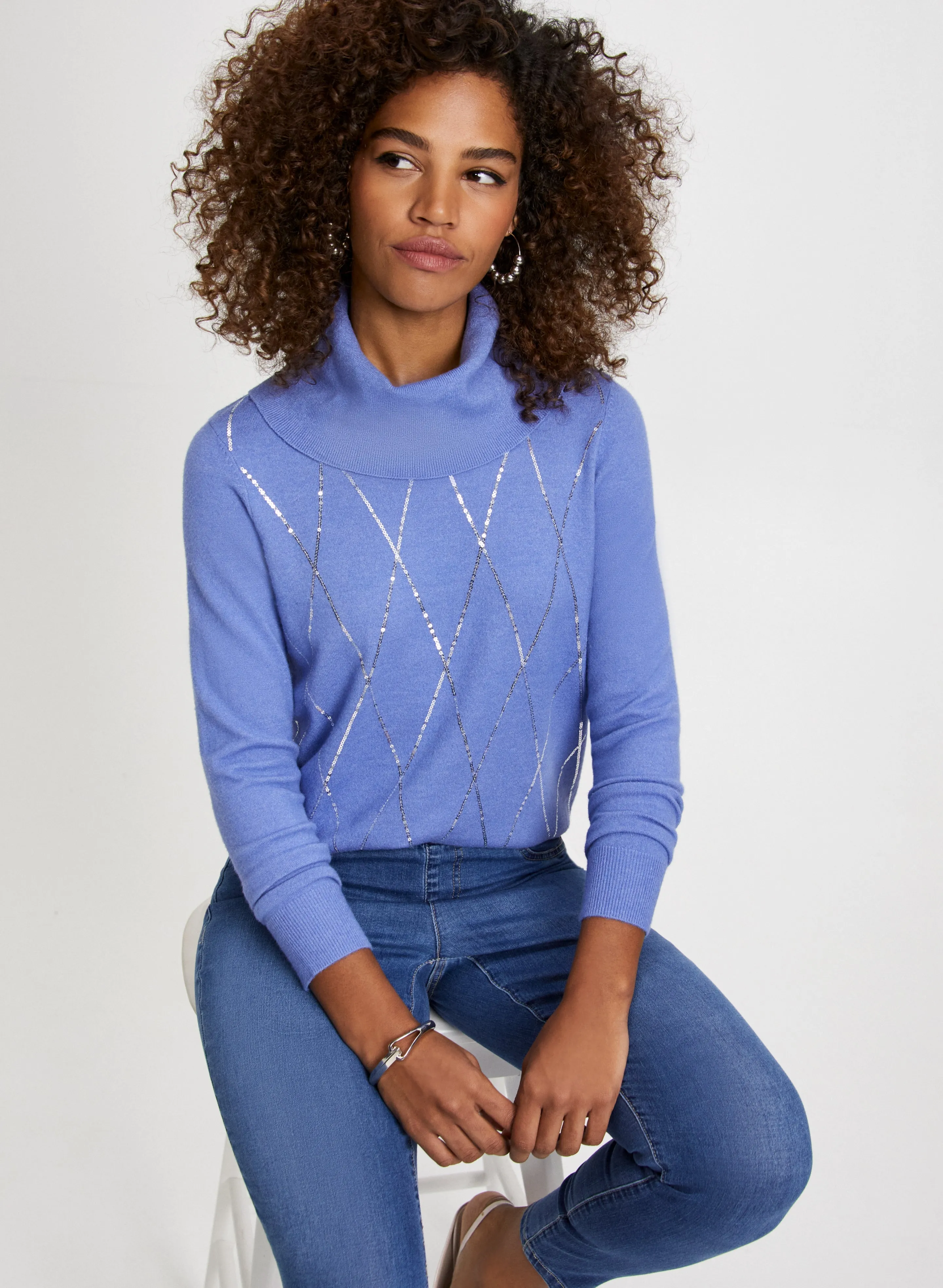 Argyle Motif Sequin Detail Sweater sold by Laura product image thumbnail 5