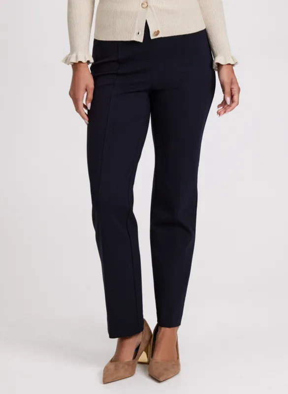 Sofia Vegan Leather Trim Straight-Leg Pants - Regular sold by Laura