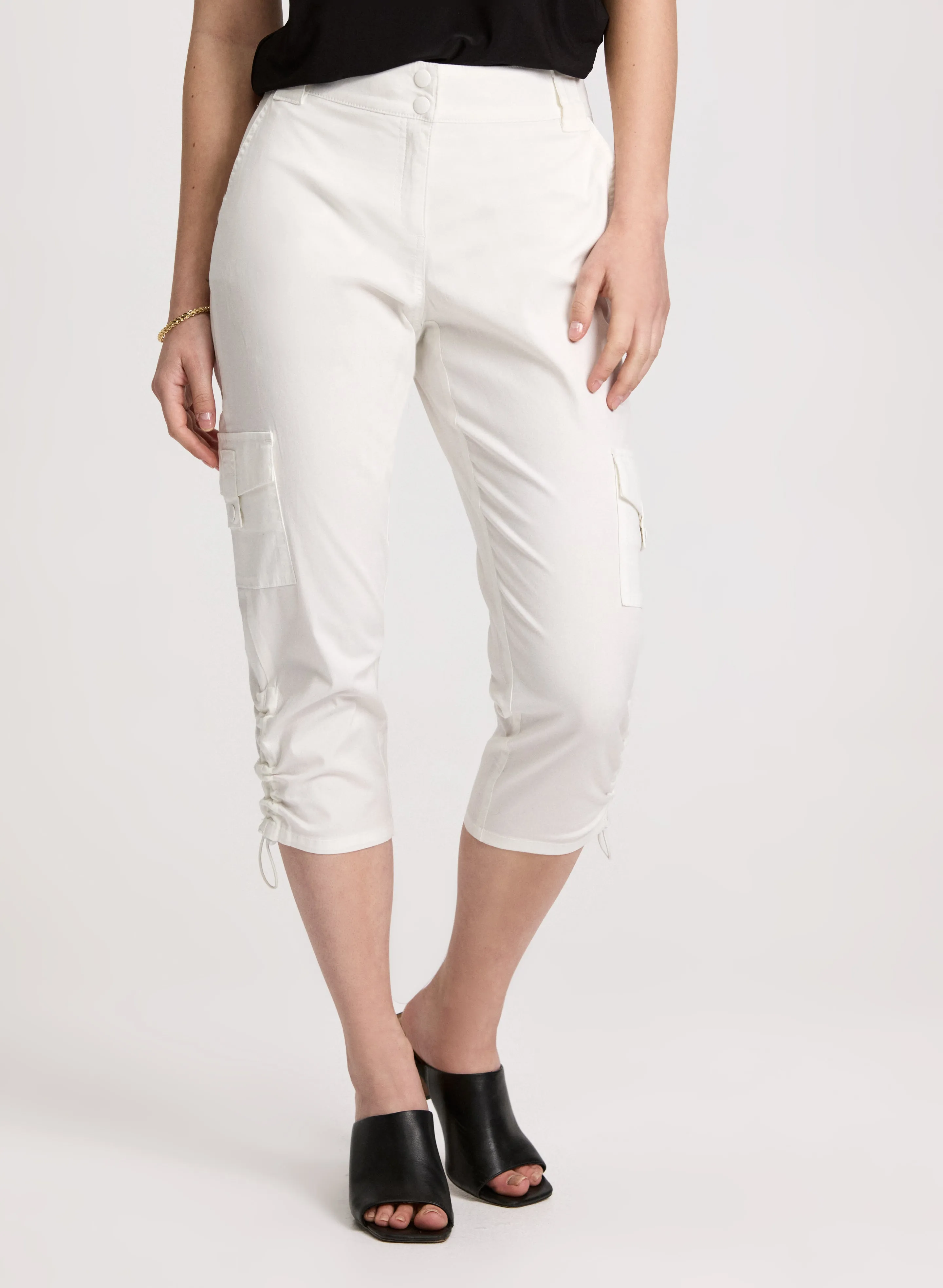 Cropped Drawstring Hem Cargo Pants sold by Laura