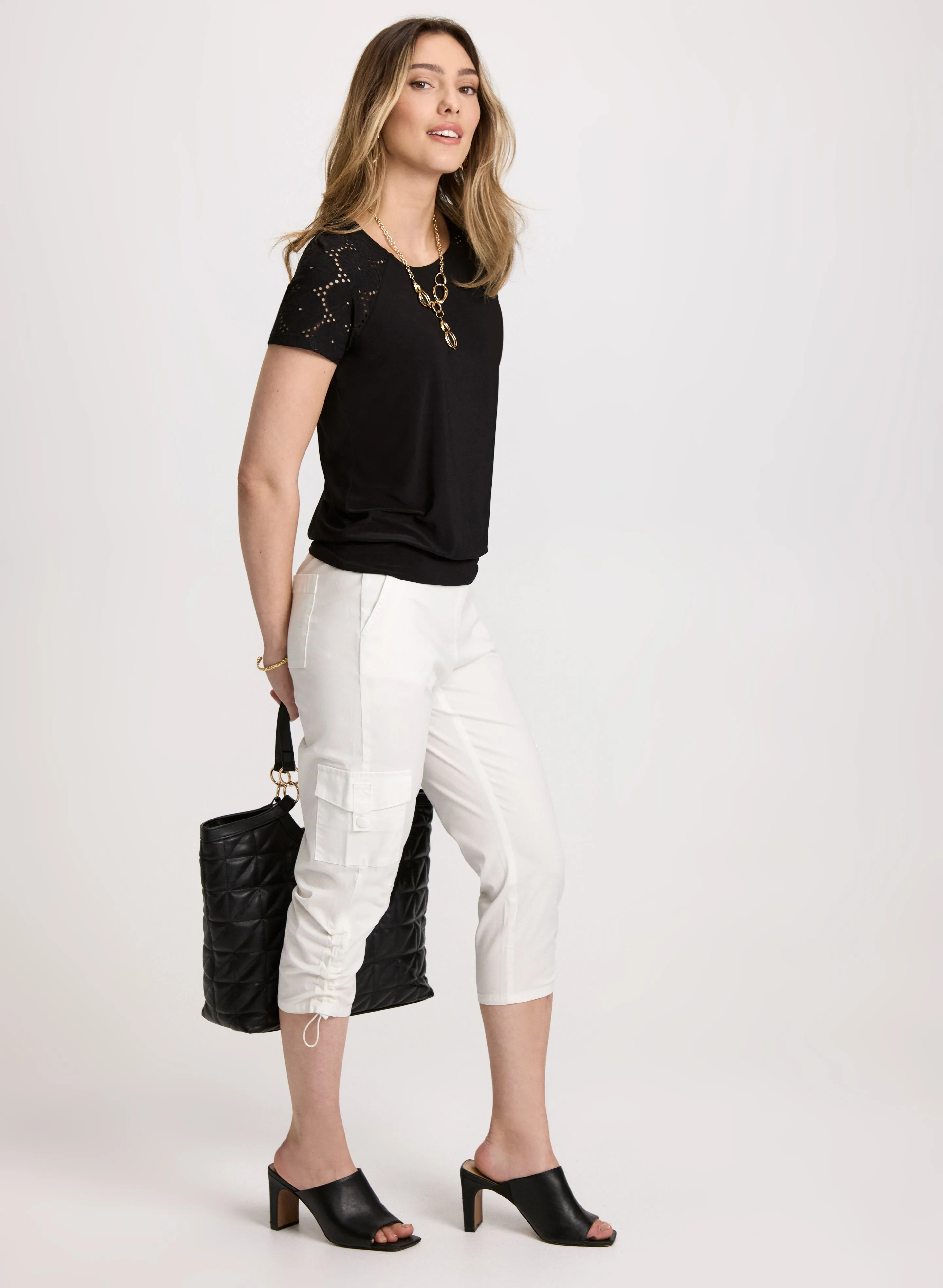 Cropped Drawstring Hem Cargo Pants sold by Laura product image thumbnail 4