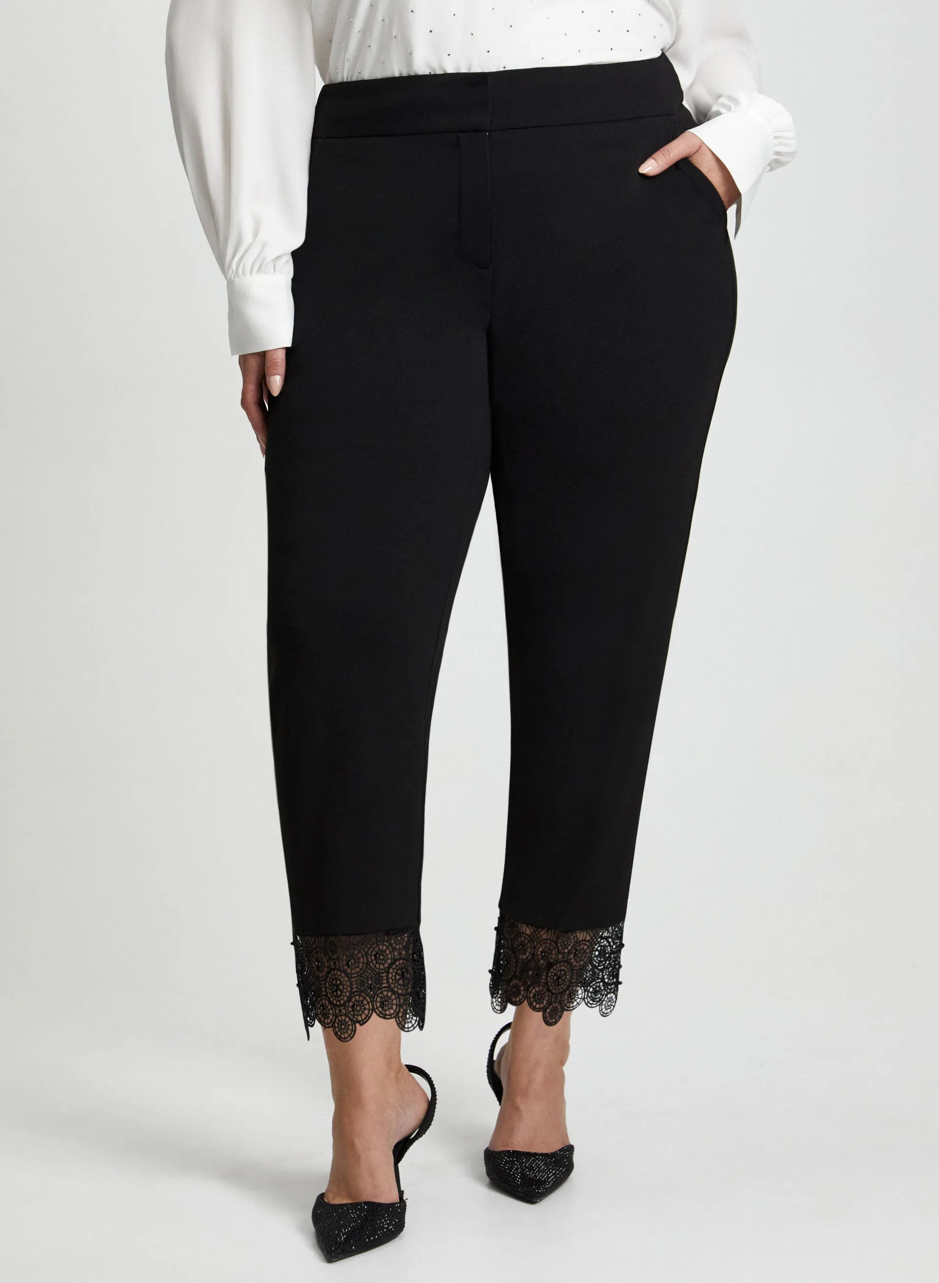 Lace Trim Straight Leg Pants sold by Laura