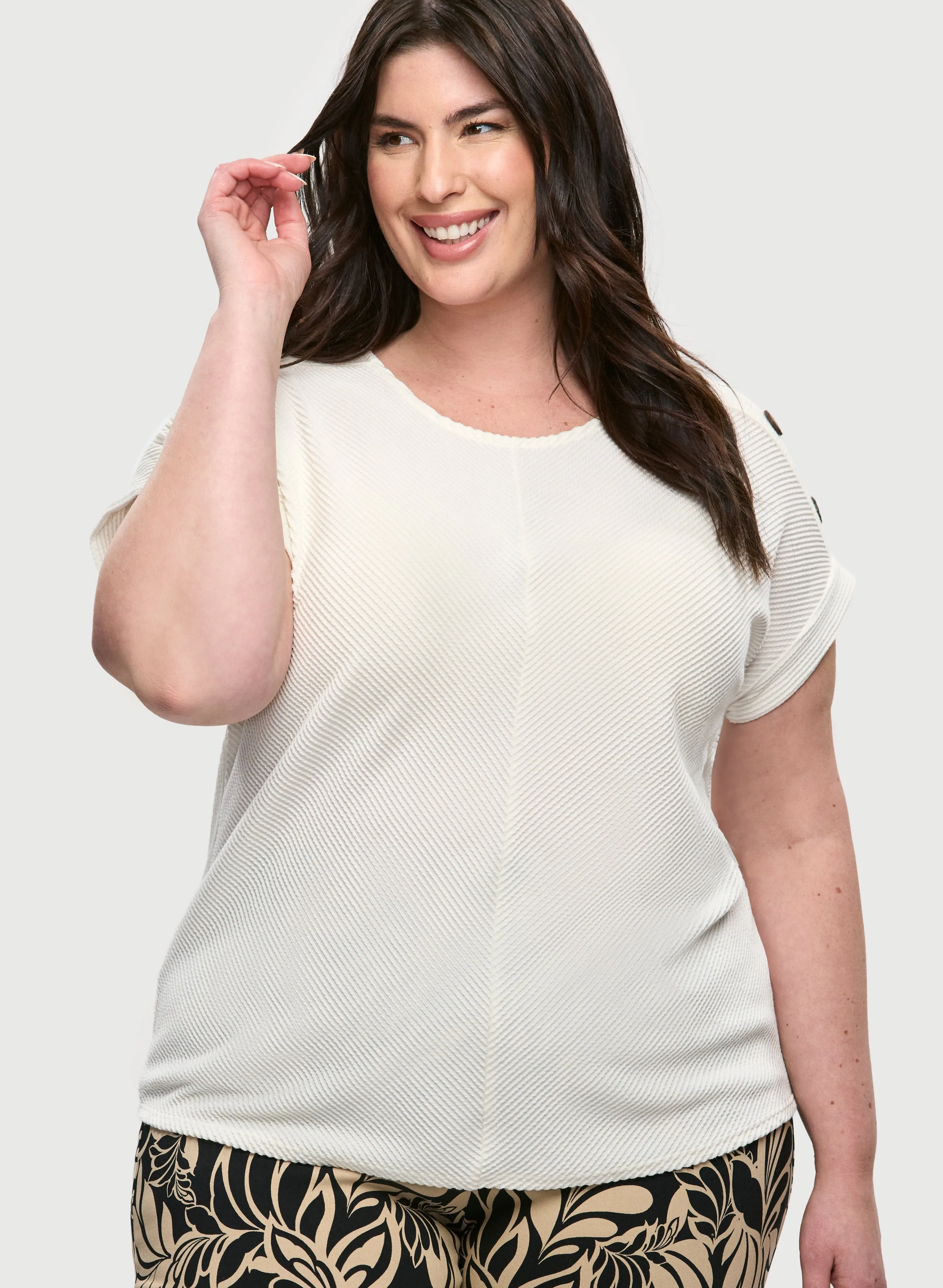 Button Detail Cap-Sleeve Top sold by Laura product image thumbnail 5