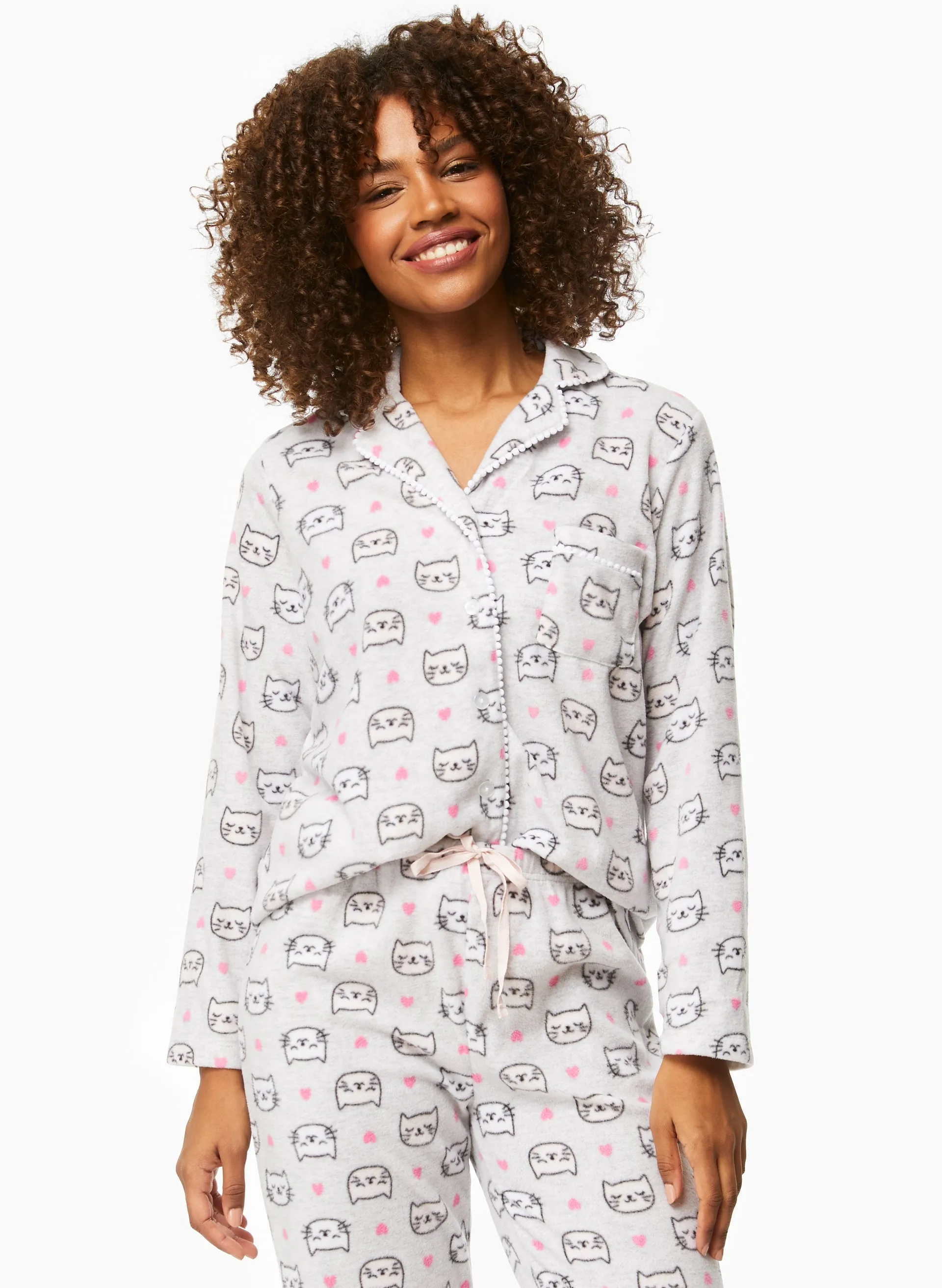 Heart & Cat Print Pyjama Set sold by Laura product image thumbnail 5
