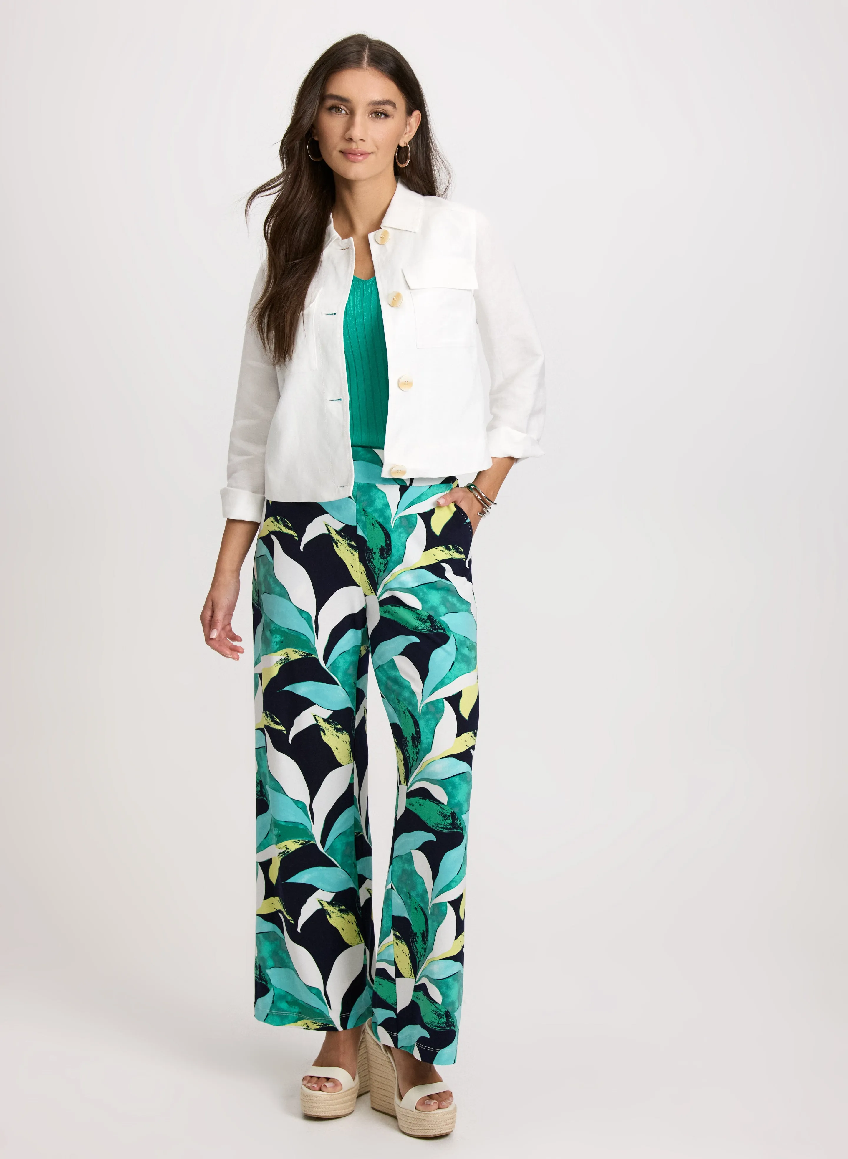 Short Linen Jacket & Tropical Print Pants sold by Laura