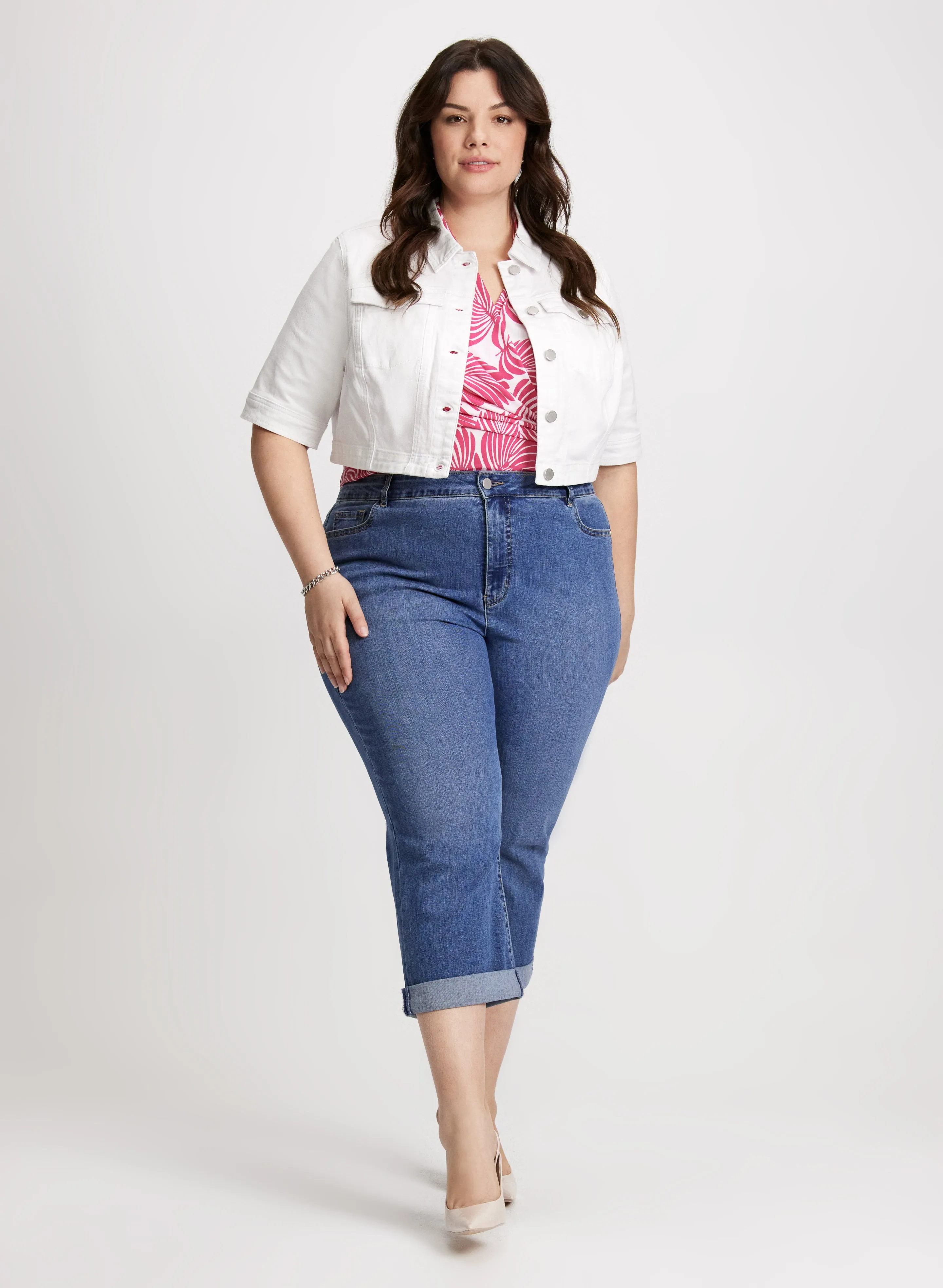 Cropped Denim Jacket & Capri with Rolled Cuffs sold by Laura