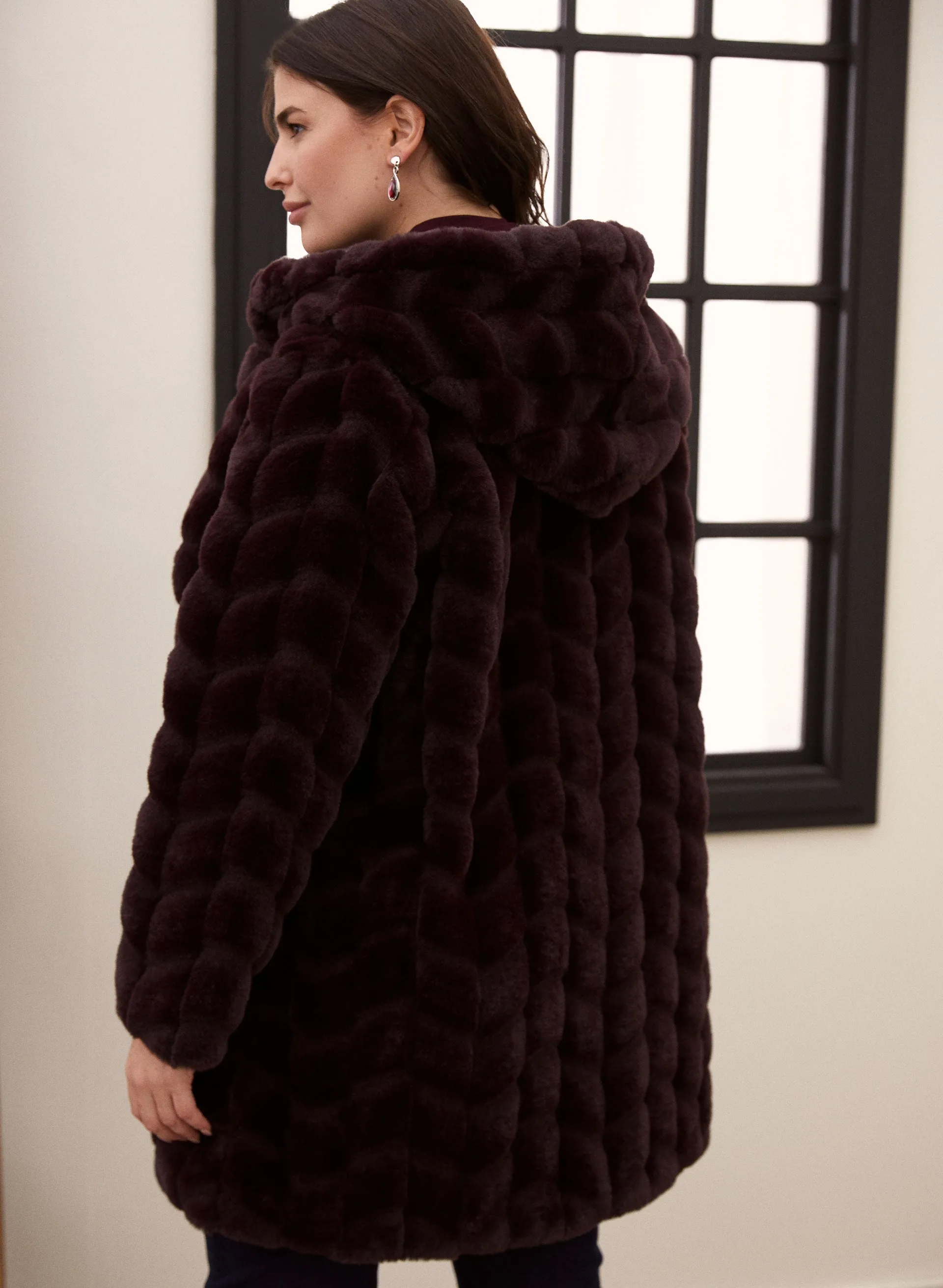 Hooded Faux Fur Coat sold by Laura product image thumbnail 2